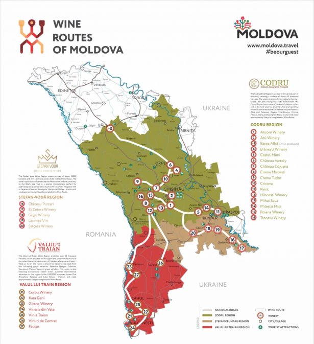 Mapa Winnych Szlaków Mołdawii. Zdjęcie: materiały prasowe.
